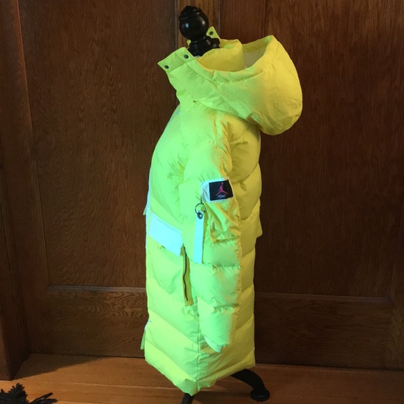 Jordan Down Filled Puffer Parka Jacket Lemon/Neon size XS NWT - Picture 11 of 16